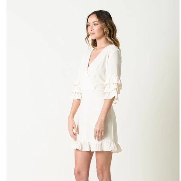 Lucca Couture Camille Surplice Front Ruffle Animal SLV Dress - Picture 3 of 8